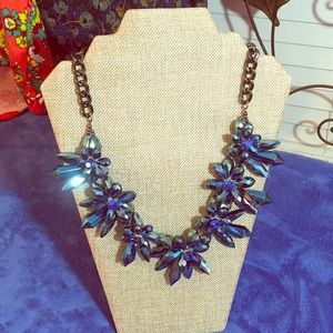 Blue Crystal Glass Bead Statement Necklace